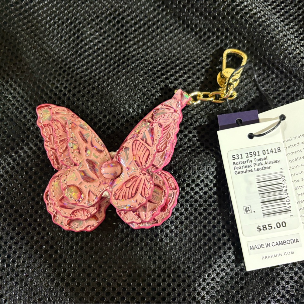 Brahmin Pink Butterfly Keychain Fearless Pink Ainsley